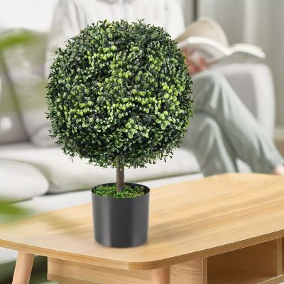 2Pcs 22" Artificial Boxwood Topiary Trees Image 1
