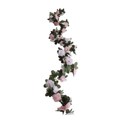 2PCS 8FT Artificial Mini Rose Garlands &amp;#8211; Hanging Floral Decor Image 2