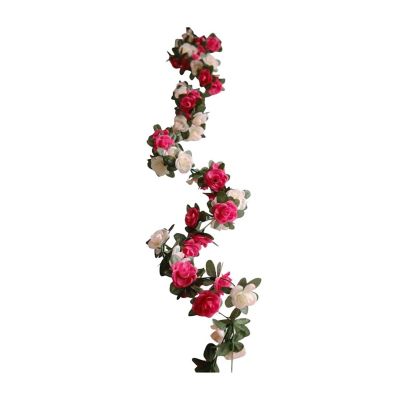2PCS 8FT Artificial Mini Rose Garlands &amp;#8211; Hanging Floral Decor Image 1