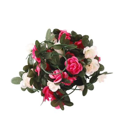 2PCS 8FT Artificial Mini Rose Garlands &amp;#8211; Hanging Floral Decor Image 2