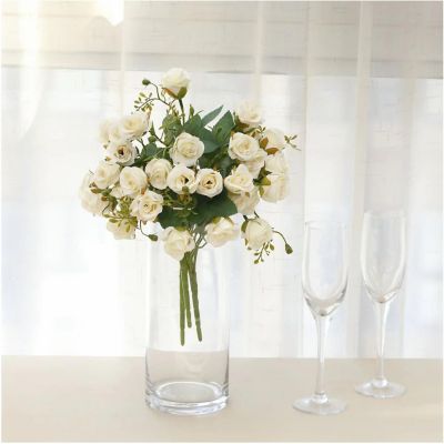 2Pcs Bouquets Artificial Open Roses Floral Bushes Image 1