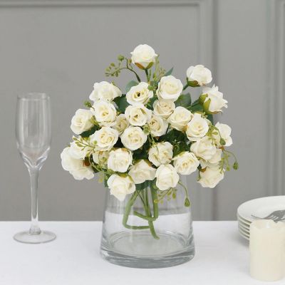 2Pcs Bouquets Artificial Open Roses Floral Bushes Image 2