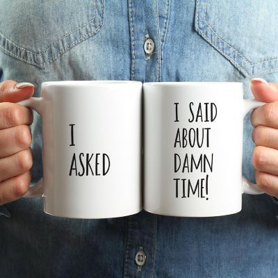 2PK About Damn Time Ceramic Coffee Mugs Image 1