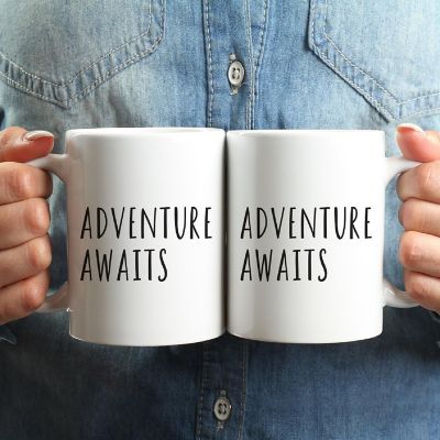 2PK Adventure Awaits Ceramic Coffee Mugs Image 1