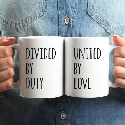 2PK Divided By Duty Ceramic Coffee Mugs Image 1