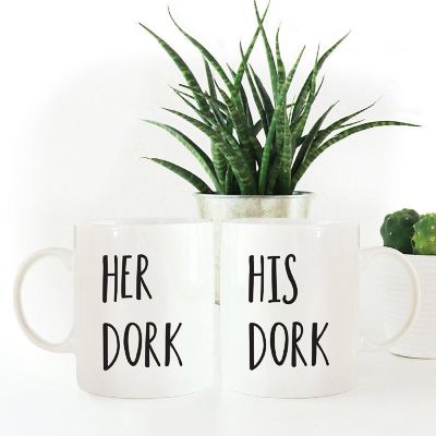 2PK His &amp; Her Dork Ceramic Coffee Mugs Image 1