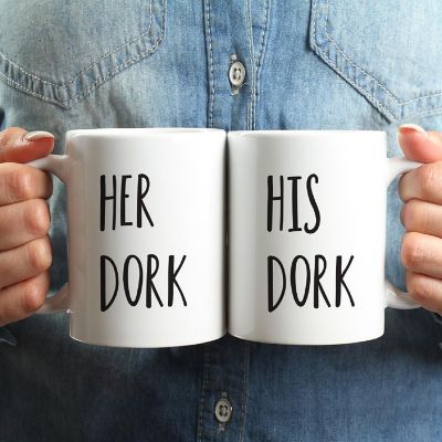 2PK His &amp; Her Dork Ceramic Coffee Mugs Image 1