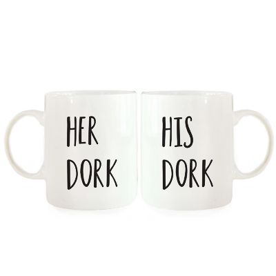 2PK His &amp; Her Dork Ceramic Coffee Mugs Image 2