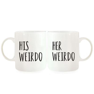 2PK His &amp; Her Weirdo Ceramic Coffee Mugs Image 2