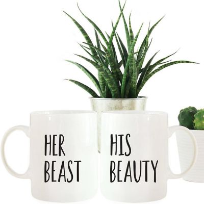 2PK His Beauty &amp; Her Beast Coffee Mugs Image 1