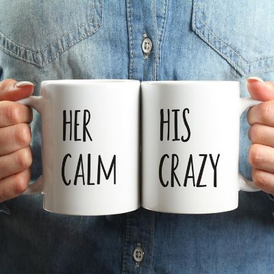 2PK His Crazy &amp; Her Calm Coffee Mug Set Image 1