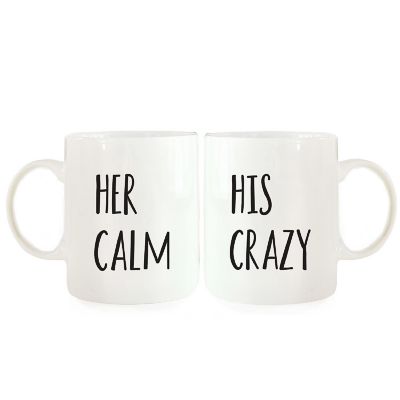2PK His Crazy &amp; Her Calm Coffee Mug Set Image 2