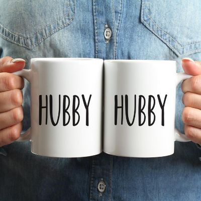 2PK Hubby &amp; Hubby Ceramic Coffee Mug Set Image 1