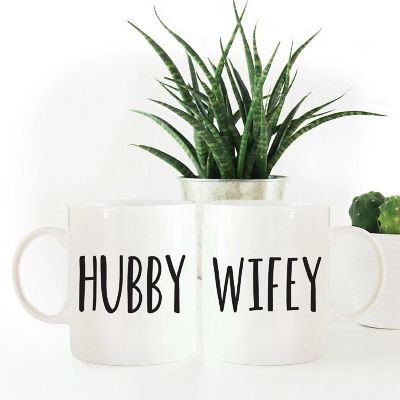 2PK Hubby &amp; Wifey Ceramic Coffee Mug Set Image 1