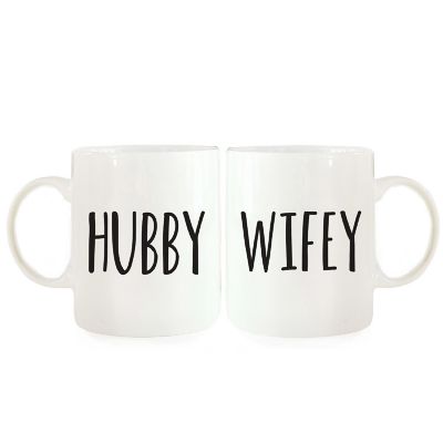 2PK Hubby &amp; Wifey Ceramic Coffee Mug Set Image 2