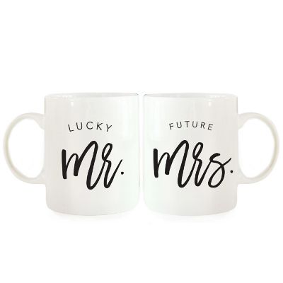 2PK Lucky Mr. &amp; Future Mrs. Coffee Mugs Image 2