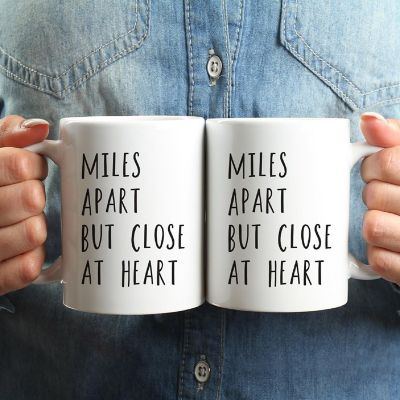 2PK Miles Apart Close Heart Ceramic Mugs Image 1