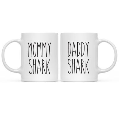 2PK Mommy Daddy Shark Coffee Mug Image 2