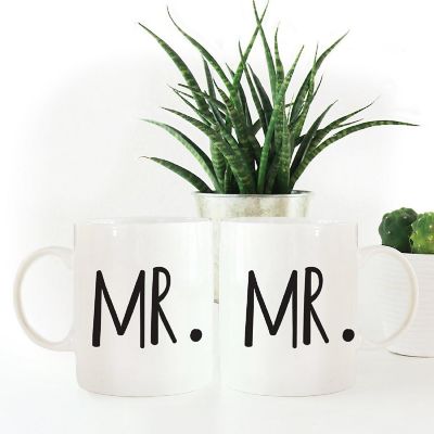 2PK Mr. &amp; Mr. Ceramic Coffee Mug Set Image 1