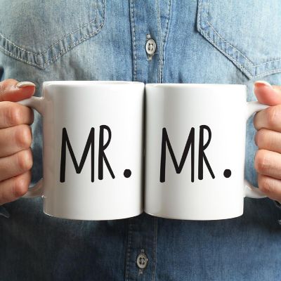 2PK Mr. &amp; Mr. Ceramic Coffee Mug Set Image 1