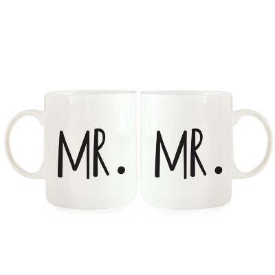 2PK Mr. &amp; Mr. Ceramic Coffee Mug Set Image 2