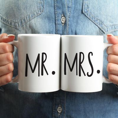 2PK Mr. &amp; Mrs. Ceramic Coffee Mug Image 1