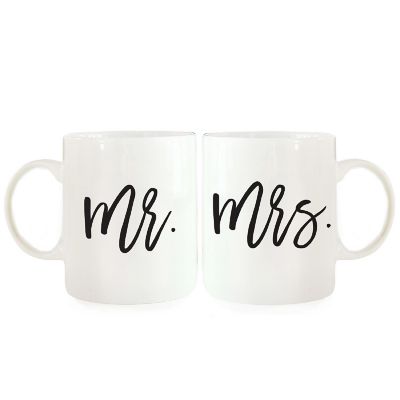 2PK Mr. &amp; Mrs. Script Coffee Mug Set Image 2