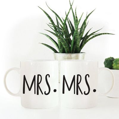 2PK Mrs. &amp; Mrs. Ceramic Coffee Mug Set Image 1