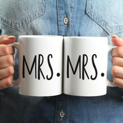 2PK Mrs. &amp; Mrs. Ceramic Coffee Mug Set Image 1