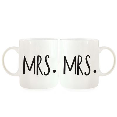 2PK Mrs. &amp; Mrs. Ceramic Coffee Mug Set Image 2