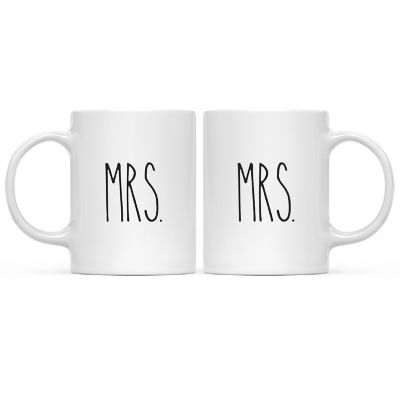 2PK Mrs. &amp; Mrs. Rustic Simple Coffee Mug Image 2
