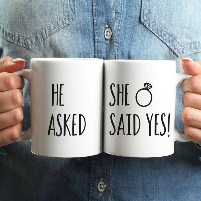 2PK She Said Yes Ceramic Coffee Mug Set Image 1