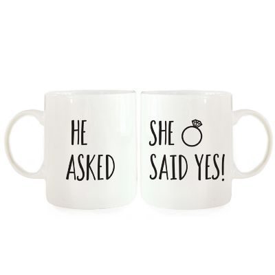 2PK She Said Yes Ceramic Coffee Mug Set Image 2