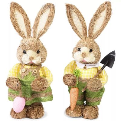 2x Easter Standing Bunny Statues Rabbit Figurines for Party and Home Decor 12" Image 1