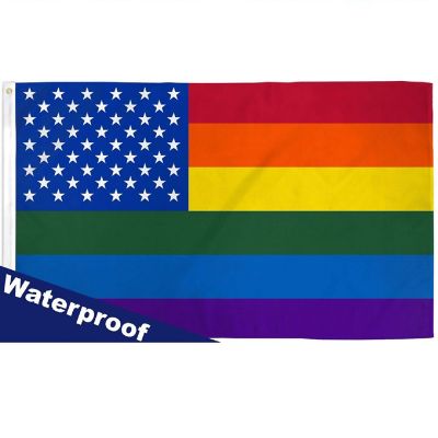 2x3 Rainbow US Stars Waterproof American Flag Gay Pride LGBTQ Outdoor Banner Image 1
