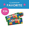 3 1/2&quot; 4-Color Color Brick Building Block Party Classic Pointed Crayons - 24 Boxes Image 2