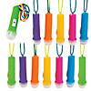 3 1/2&quot; Mini Brightly Colored Flashlights on a Multicolor Rope - 12 Pc. Image 1