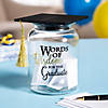 3 1/2" x 6" Graduation Words of Wisdom Clear Glass Jar with Hat Lid Image 1
