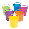 3 1/4" Mini Bright Pink, Orange, Yellow, Green & Blue Plastic Favor Pails - 12 Pc. Image 1
