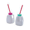 3 3/4&quot; 6 oz. Milk Carton-Shaped Reusable Plastic Cups with Lids &amp; Straws &amp;#8211; 12 Ct.  Image 1