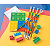 3/4" - 1 1/4" Color Brick Building Block Stackable Rubber Erasers - 24 Pc. Image 3