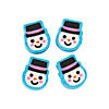 3/4" Bulk 144 Pc. Mini Snowman Head Multicolor Rubber Erasers Image 1