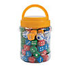 3/4" Colorful Plastic Dotted Dice with Jar & Carrying Handle - 100 Pc. Image 1