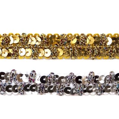3/4" x 20 Yards Silver Metallic Sequins Trim 5 Packs Sequin Trim Image 1
