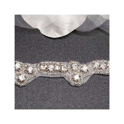 3/4" x 5 Yards Silver Iron On Rhinestone Trim Image 1