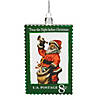 3.5" Green USPS Santa Stamp "Twas The Night Before Christmas" Glass Christmas Ornament Image 1