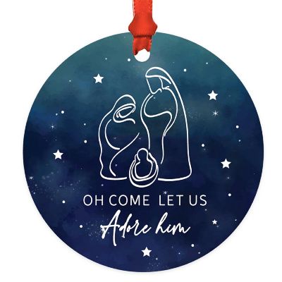 3.5" Metal Nativity Ornament, Adore Him Image 1