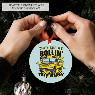 3.5" Metal Ornament, Rollin Bus Driver Image 1