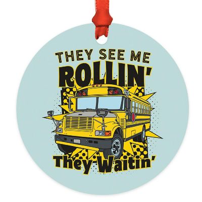 3.5" Metal Ornament, Rollin Bus Driver Image 2
