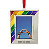 3.5" Silver-Plated Love is Love Frame Pride Christmas Ornament with European Crystals Image 1